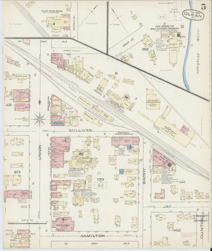 Sanborn Fire Insurance Map from Olean, Cattaraugus County, New York (1886), Sheet #0005 - Complete Map Set gallery image, historic Sanborn map, vintage wall art, New York New York