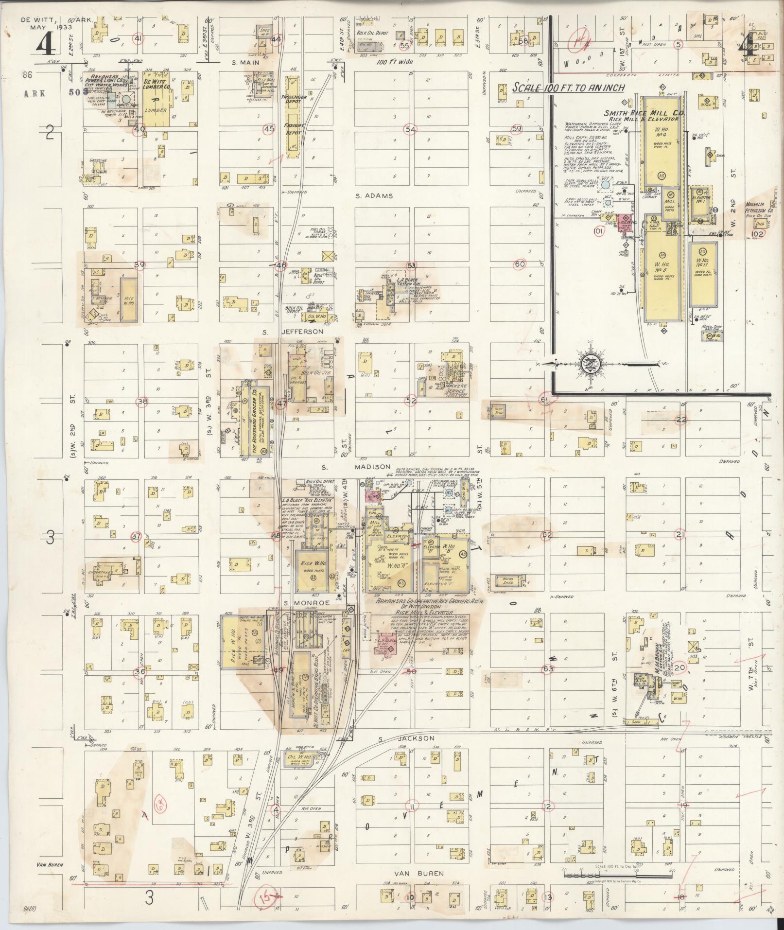 Sanborn Fire Insurance Map from De Witt, Arkansas County, Arkansas (1943), Sheet #0004 - Complete Map Set gallery image, historic Sanborn map, vintage wall art, De Witt Arkansas