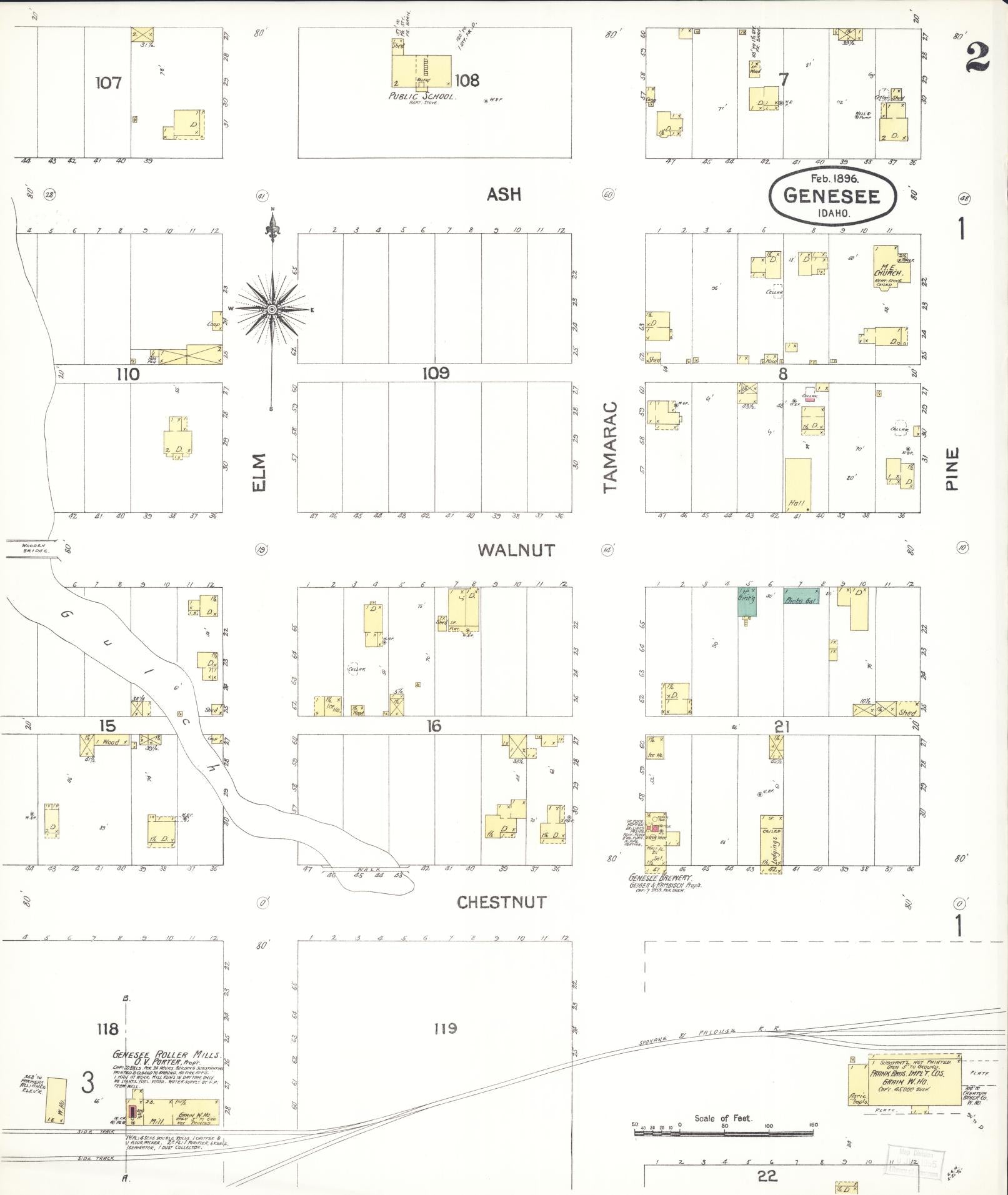 Sanborn Fire Insurance Map from Genesee, Latah County, Idaho (1896), Sheet #0002 - Complete Map Set gallery image, historic Sanborn map, vintage wall art, Idaho Idaho
