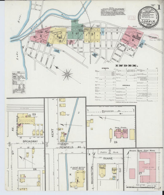 Sanborn Fire Insurance Map from Lorain, Lorain County, Ohio (1893), Sheet #0001 - Complete Map Set gallery image, historic Sanborn map, vintage wall art, Ohio Ohio