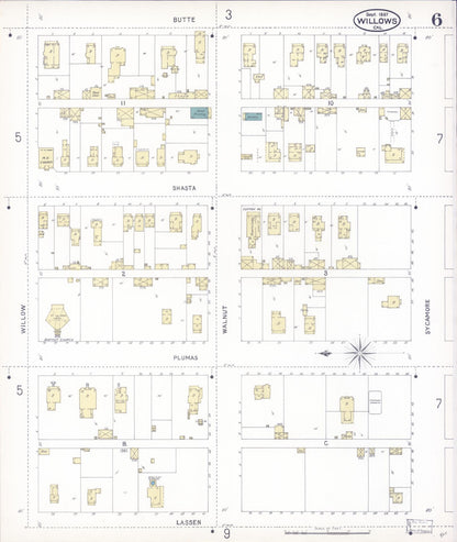 Sanborn Fire Insurance Map from Willows, Glenn County, California (1897), Sheet #0006 - Complete Map Set gallery image, historic Sanborn map, vintage wall art, California California