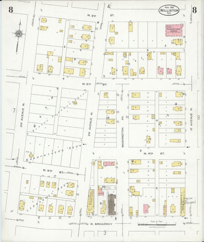 Sanborn Fire Insurance Map from Williston, Williams County, North Dakota (1926), Sheet #0008 - Complete Map Set gallery image, historic Sanborn map, vintage wall art, North Dakota North Dakota