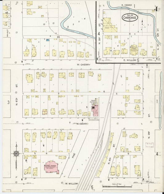 Sanborn Fire Insurance Map from Cherokee, Cherokee County, Iowa (1914), Sheet #0004 - Historic Sanborn Fire Insurance Map Print, vintage old map wall art