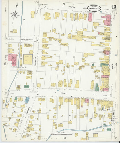 Sanborn Fire Insurance Map from Hempstead, Nassau County, New York (1909), Sheet #0013 - Complete Map Set gallery image, historic Sanborn map, vintage wall art, New York New York