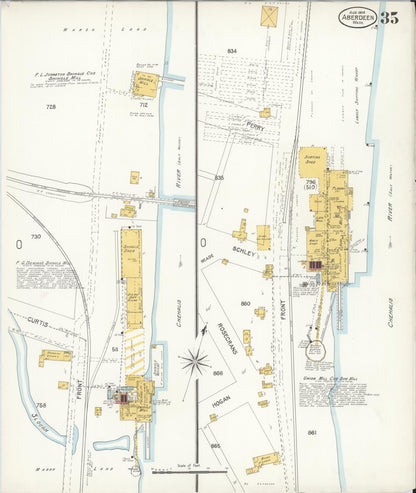 Sanborn Fire Insurance Map from Aberdeen, Grays Harbor County, Washington (1906), Sheet #0035 - Complete Map Set gallery image, historic Sanborn map, vintage wall art, Washington Washington