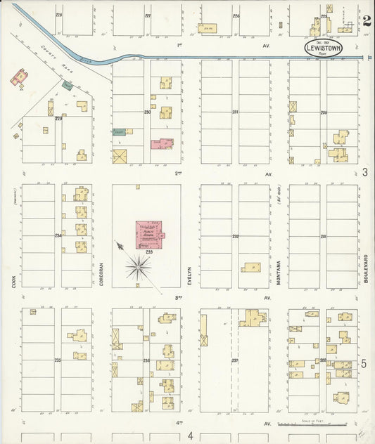 Sanborn Fire Insurance Map from Lewistown, Fergus County, Montana (1901), Sheet #0002 - Historic Sanborn Fire Insurance Map Print, vintage old map wall art, antique decor, genealogy gift, Montana Montana map