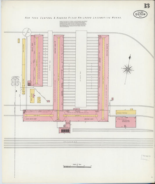 Sanborn Fire Insurance Map from Depew, Erie County, New York (1900), Sheet #0013 - Historic Sanborn Fire Insurance Map Print, vintage old map wall art, antique decor, genealogy gift, New York New York map
