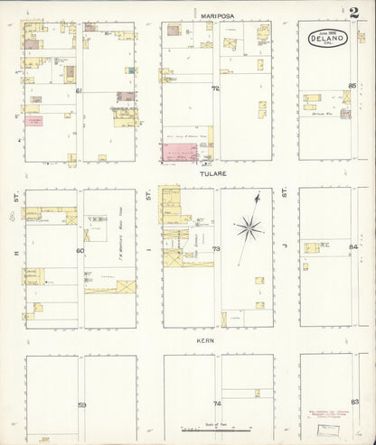Sanborn Fire Insurance Map from Delano, Kern County, California (1892), Sheet #0002 - Complete Map Set gallery image, historic Sanborn map, vintage wall art, California California