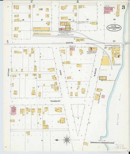 Sanborn Fire Insurance Map from Oak Harbor, Ottawa County, Ohio (1904), Sheet #0003 - Historic Sanborn Fire Insurance Map Print, vintage old map wall art, antique decor, genealogy gift, Ohio Ohio map