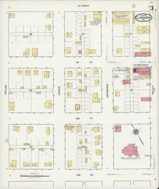 Sanborn Fire Insurance Map from Clarendon, Donley County, Texas (1921), Sheet #0003 - Historic Sanborn Fire Insurance Map Print, vintage old map wall art, antique decor, genealogy gift, Texas Texas map