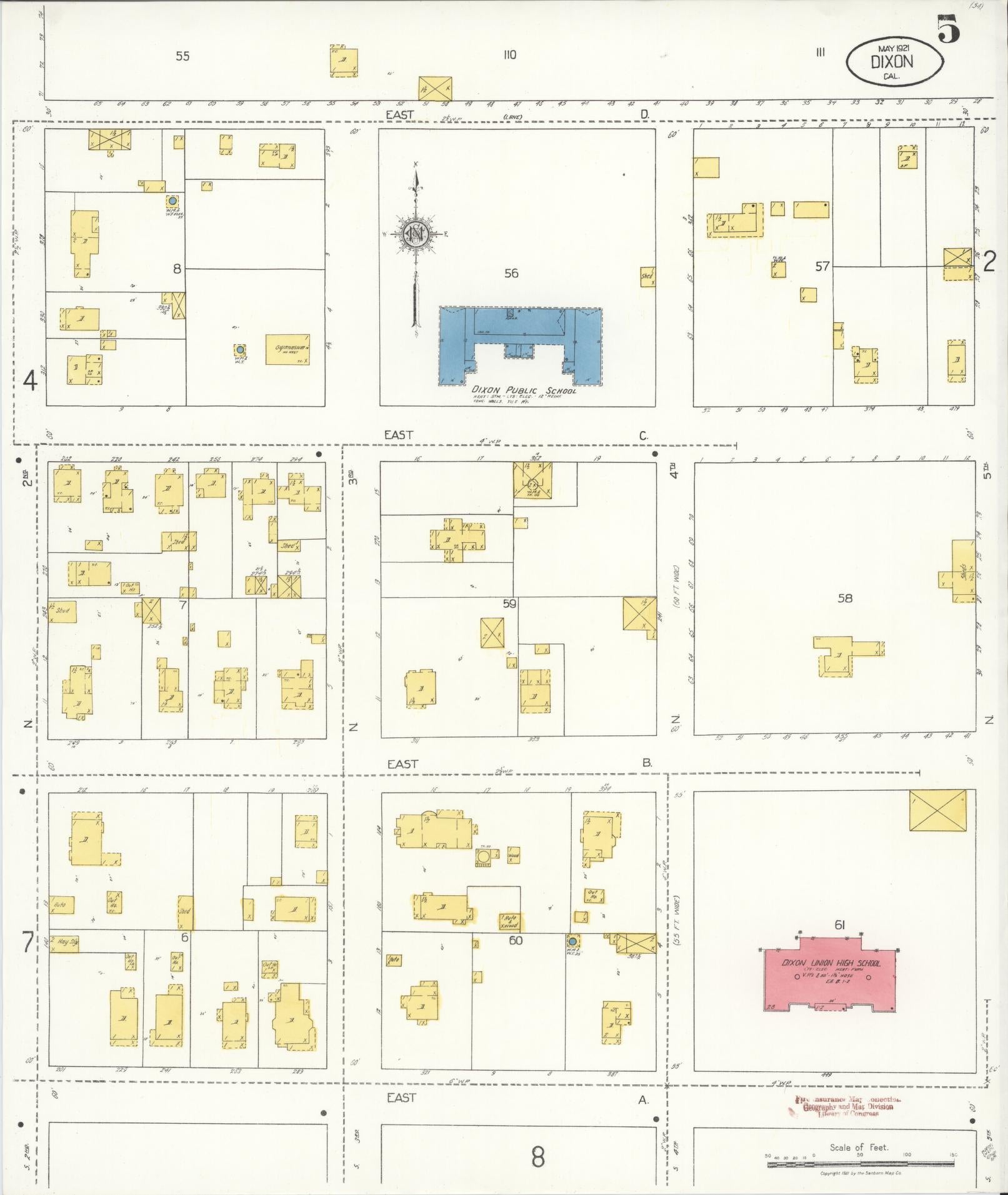 Sanborn Fire Insurance Map from Dixon, Solano County, California (1921), Sheet #0005 - Complete Map Set gallery image, historic Sanborn map, vintage wall art, California California