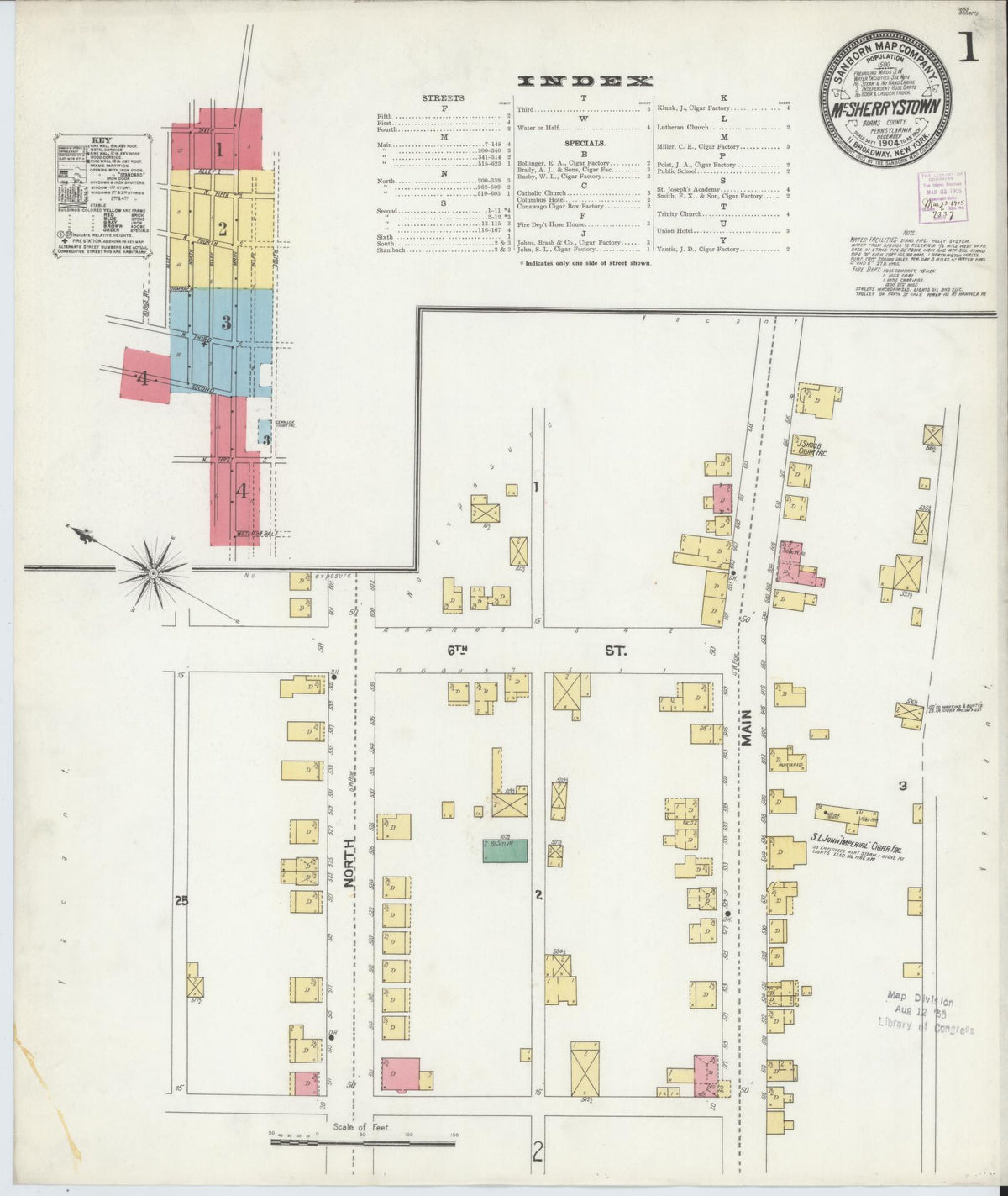 Sanborn Fire Insurance Map from McSherrystown, Adams County, Pennsylvania (1904), Sheet #0001 - Complete Map Set gallery image, historic Sanborn map, vintage wall art, Pennsylvania Pennsylvania