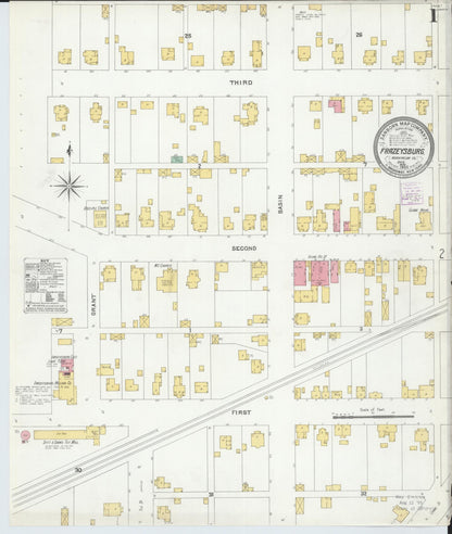 Sanborn Fire Insurance Map from Frazeysburg, Muskingum County, Ohio (1905), Sheet #0001 - Complete Map Set gallery image, historic Sanborn map, vintage wall art, Ohio Ohio