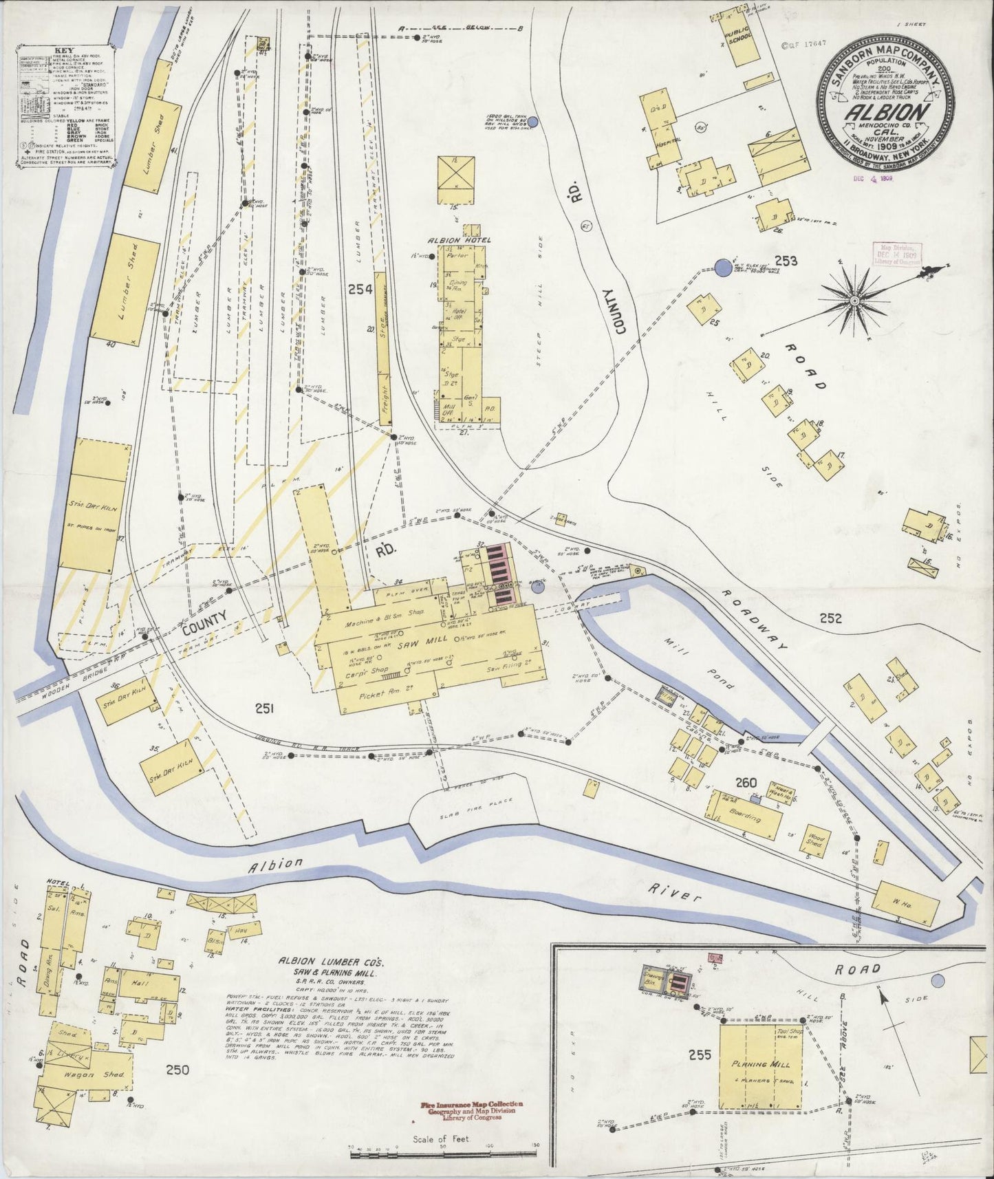 Sanborn Fire Insurance Map from Albion, Mendocino County, California (1909), Sheet #0001 - Historic Sanborn Fire Insurance Map Print, vintage old map wall art, antique decor, genealogy gift, California California map