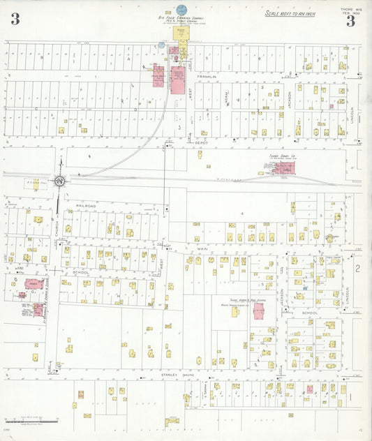 Sanborn Fire Insurance Map from Thorpe, Clark County, Wisconsin (1933), Sheet #0003 - Historic Sanborn Fire Insurance Map Print, vintage old map wall art, antique decor, genealogy gift, Wisconsin Wisconsin map