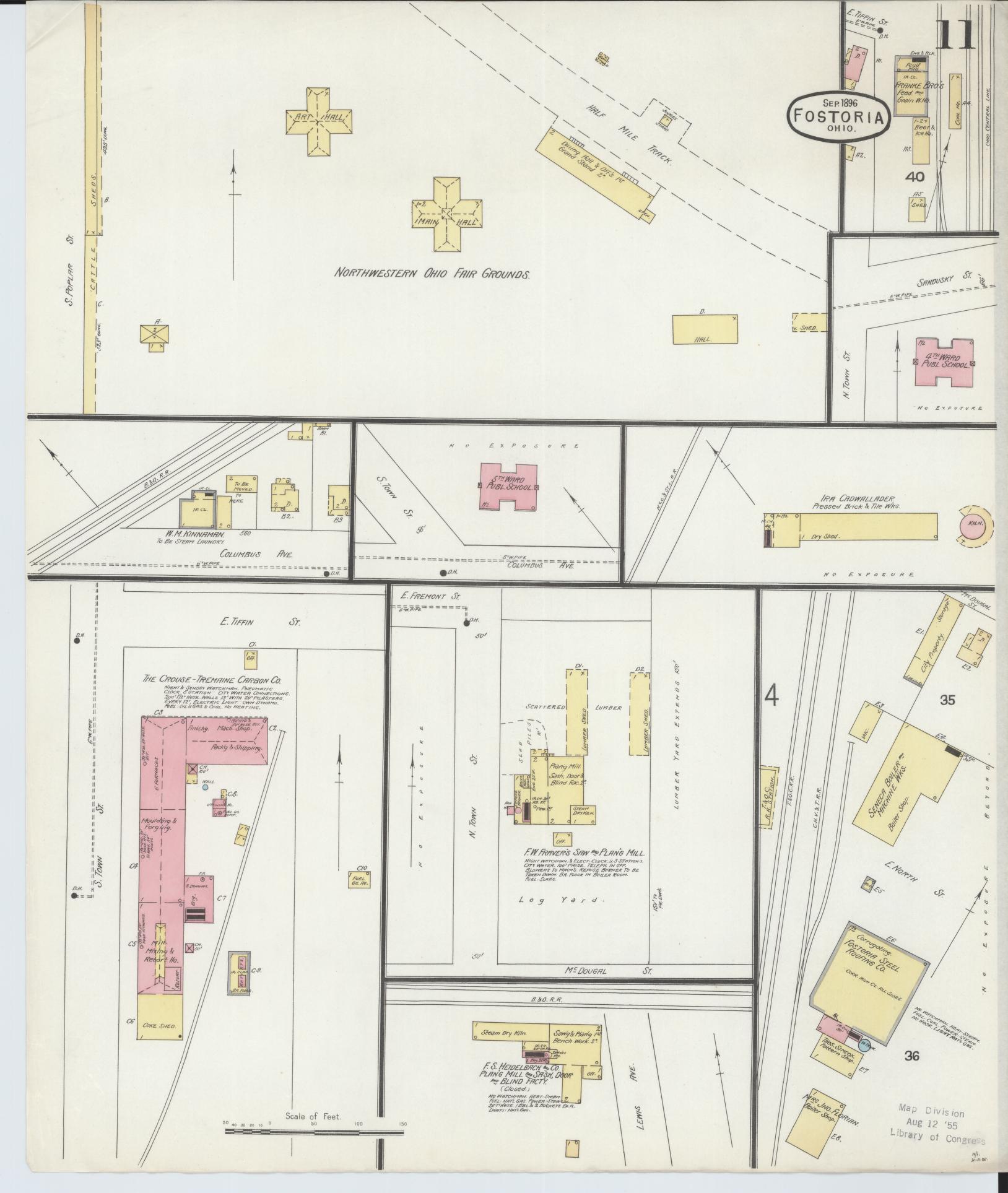 Sanborn Fire Insurance Map from Fostoria, Seneca, Hancock, And Wood Counties, Ohio (1896), Sheet #0011 - Historic Sanborn Fire Insurance Map Print, vintage old map wall art, antique decor, genealogy gift, Ohio Ohio map