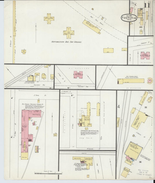 Sanborn Fire Insurance Map from Fostoria, Seneca, Hancock, And Wood Counties, Ohio (1896), Sheet #0011 - Historic Sanborn Fire Insurance Map Print, vintage old map wall art, antique decor, genealogy gift, Ohio Ohio map