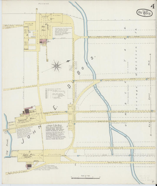 Sanborn Fire Insurance Map from Du Bois, Clearfield County, Pennsylvania (1887), Sheet #0004 - Historic Sanborn Fire Insurance Map Print, vintage old map wall art, antique decor, genealogy gift, Pennsylvania Pennsylvania map