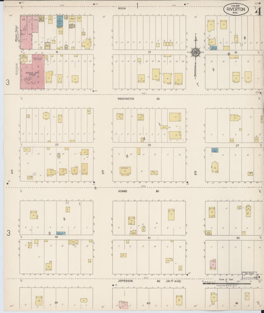 Sanborn Fire Insurance Map from Riverton, Fremont County, Wyoming (1918), Sheet #0004 - Historic Sanborn Fire Insurance Map Print, vintage old map wall art, antique decor, genealogy gift, Wyoming Wyoming map