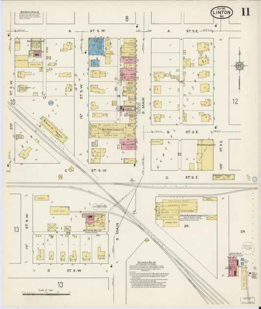 Sanborn Fire Insurance Map from Linton, Greene County, Indiana (1915), Sheet #0011 - Historic Sanborn Fire Insurance Map Print, vintage old map wall art, antique decor, genealogy gift, Indiana Indiana map