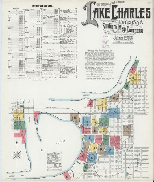 Sanborn Fire Insurance Map from Lake Charles, Calcasieu Parish, Louisiana. (1903) – Historic Sanborn Fire Insurance Map Print