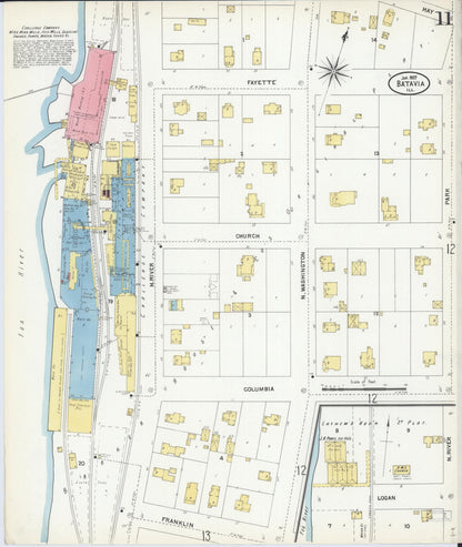 Sanborn Fire Insurance Map from Batavia, Kane County, Illinois (1907), Sheet #0011 - Historic Sanborn Fire Insurance Map Print, vintage old map wall art, antique decor, genealogy gift, Illinois Illinois map
