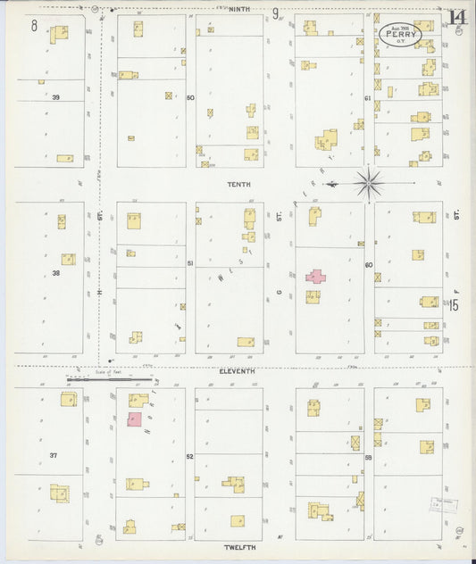 Sanborn Fire Insurance Map from Perry, Noble County, Oklahoma (1901), Sheet #0014 - Historic Sanborn Fire Insurance Map Print, vintage old map wall art, antique decor, genealogy gift, Oklahoma Oklahoma map
