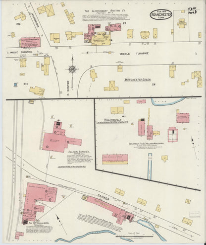 Sanborn Fire Insurance Map from Manchester, Hartford County, Connecticut (1919), Sheet #0025 - Complete Map Set gallery image, historic Sanborn map, vintage wall art, Connecticut Connecticut