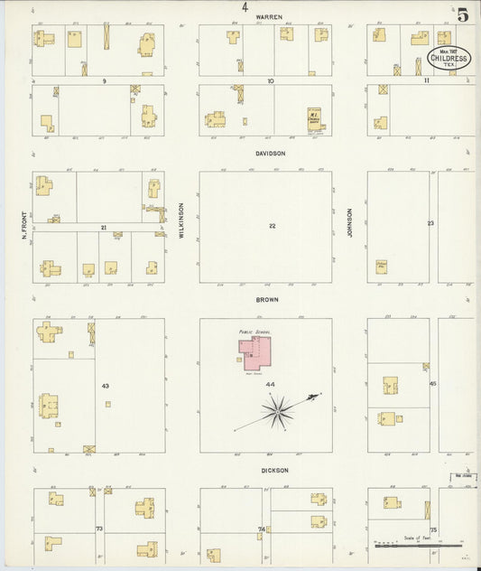 Sanborn Fire Insurance Map from Childress, Childress County, Texas (1907), Sheet #0005 - Historic Sanborn Fire Insurance Map Print, vintage old map wall art, antique decor, genealogy gift, Texas Texas map