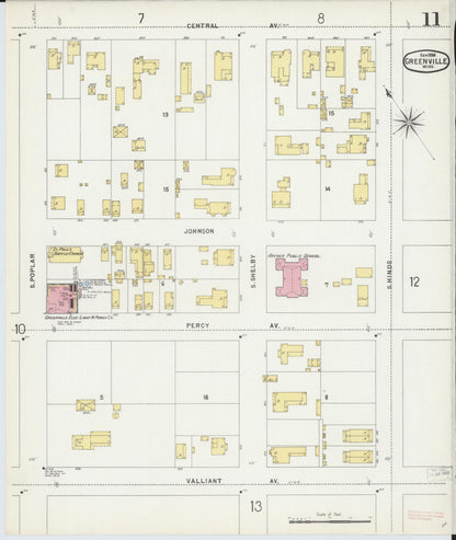 Sanborn Fire Insurance Map from Greenville, Washington County, Mississippi (1896), Sheet #0011 - Complete Map Set gallery image, historic Sanborn map, vintage wall art, Mississippi Mississippi