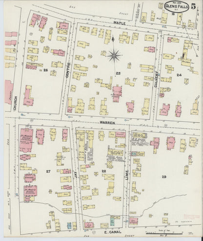 Sanborn Fire Insurance Map from Glens Falls, Warren County, New York (1890), Sheet #0005 - Complete Map Set gallery image, historic Sanborn map, vintage wall art, New York New York