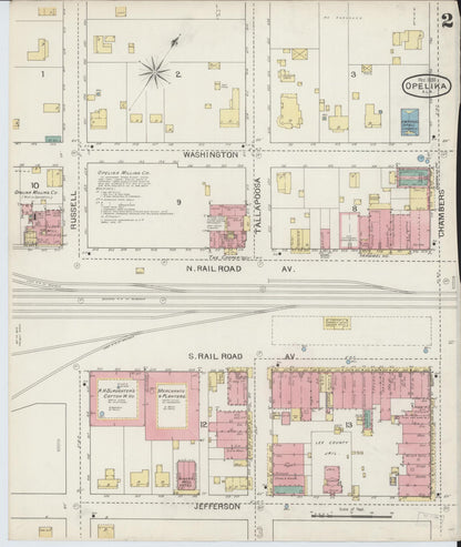 Sanborn Fire Insurance Map from Opelika, Lee County, Alabama (1893), Sheet #0002 - Complete Map Set gallery image, historic Sanborn map, vintage wall art, Alabama Alabama