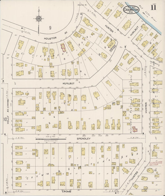Sanborn Fire Insurance Map from Crookston, Polk County, Minnesota (1922), Sheet #0011 - Historic Sanborn Fire Insurance Map Print, vintage old map wall art, antique decor, genealogy gift, Minnesota Minnesota map