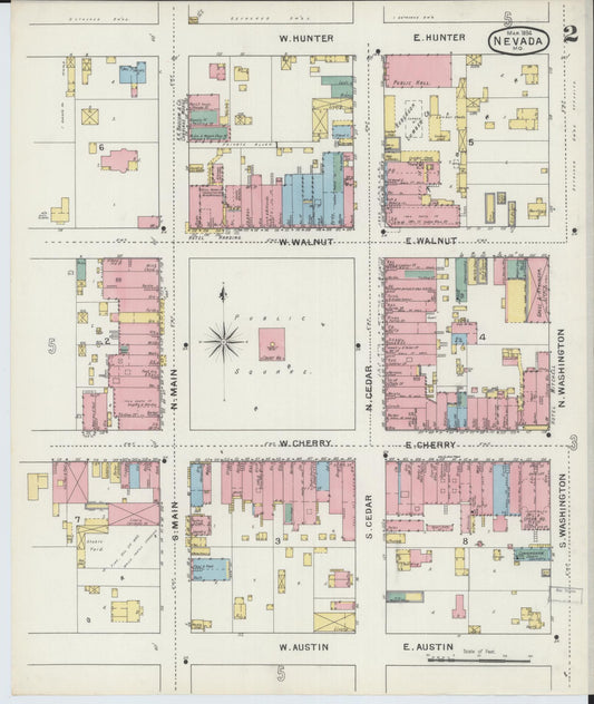 Sanborn Fire Insurance Map from Nevada, Vernon County, Missouri (1894), Sheet #0002 - Historic Sanborn Fire Insurance Map Print, vintage old map wall art, antique decor, genealogy gift, Nevada Nevada map
