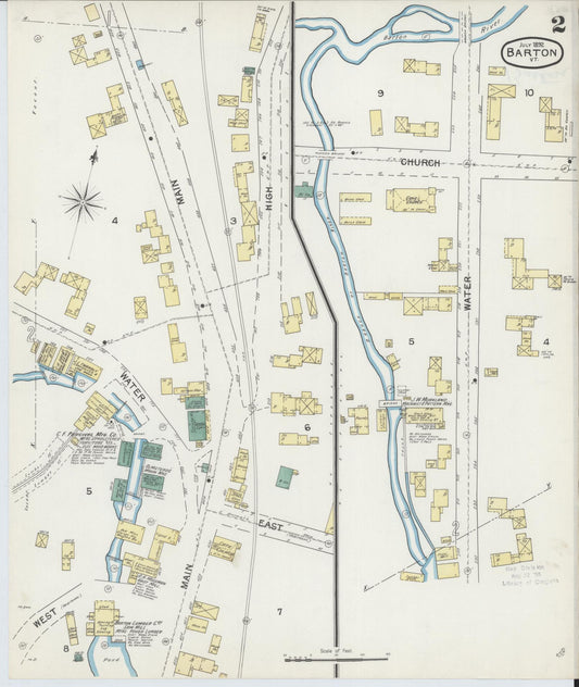 Sanborn Fire Insurance Map from Barton, Orleans County, Vermont (1892), Sheet #0002 - Historic Sanborn Fire Insurance Map Print, vintage old map wall art, antique decor, genealogy gift, Vermont Vermont map