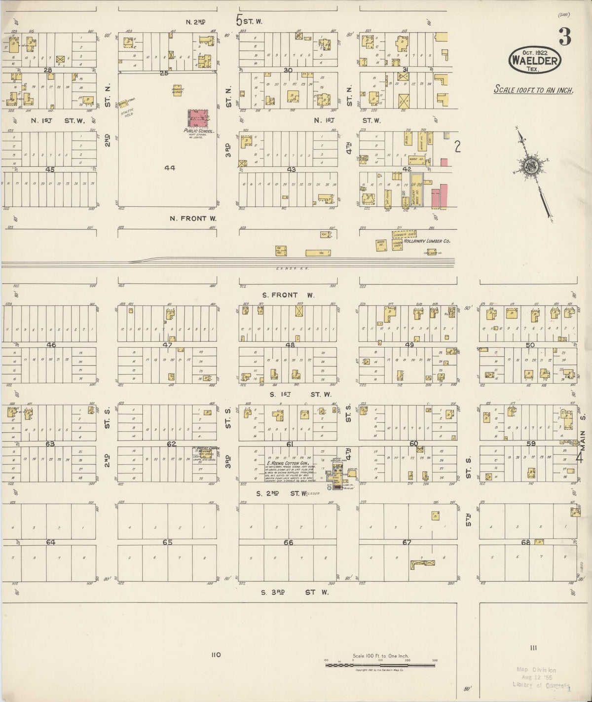 Sanborn Fire Insurance Map from Waelder, Gonzales County, Texas (1922), Sheet #0003 - Complete Map Set gallery image, historic Sanborn map, vintage wall art, Texas Texas