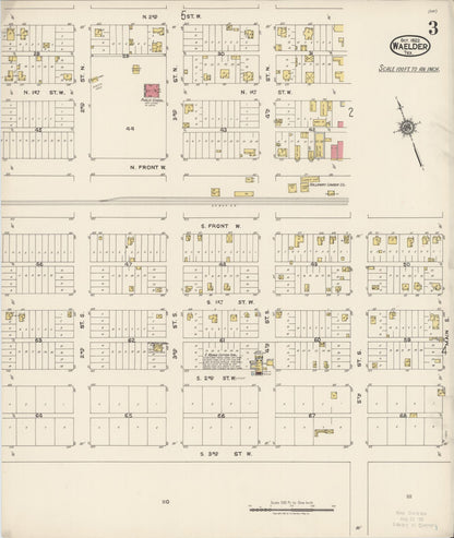 Sanborn Fire Insurance Map from Waelder, Gonzales County, Texas (1922), Sheet #0003 - Complete Map Set gallery image, historic Sanborn map, vintage wall art, Texas Texas