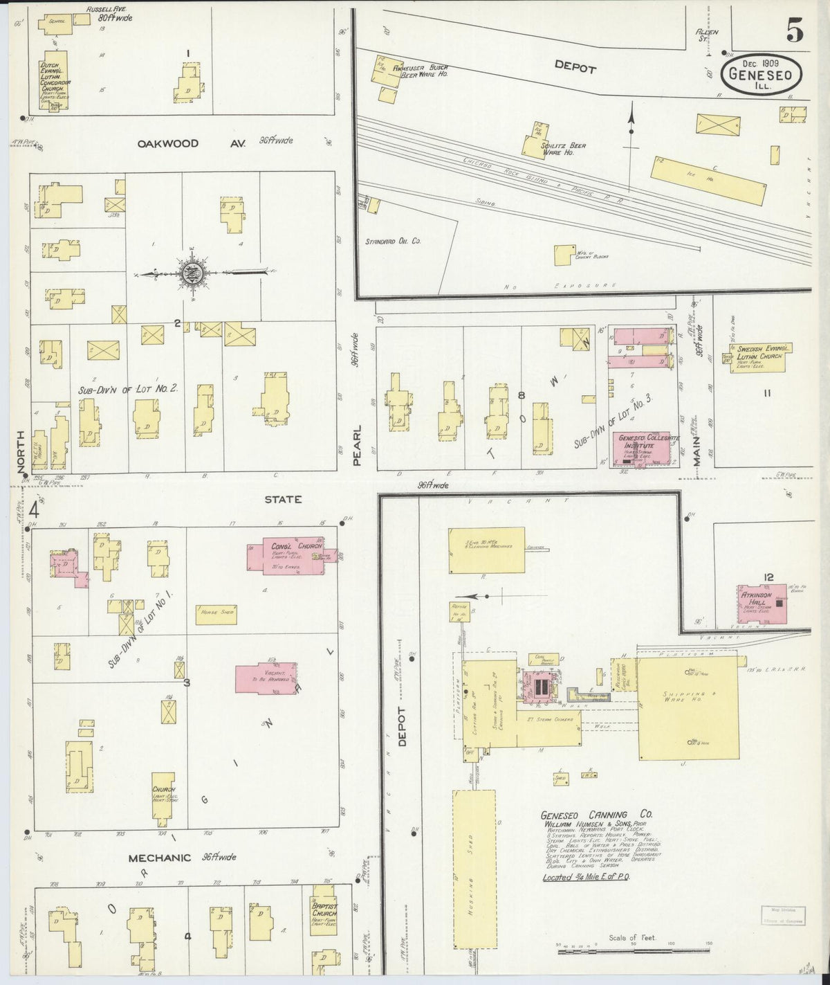 Sanborn Fire Insurance Map from Geneseo, Henry County, Illinois (1909), Sheet #0005 - Historic Sanborn Fire Insurance Map Print, vintage old map wall art, antique decor, genealogy gift, Illinois Illinois map