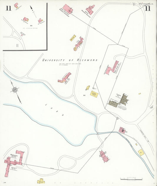 Sanborn Fire Insurance Map from Westhampton, Henrico County, Virginia (1931), Sheet #0011 - Historic Sanborn Fire Insurance Map Print, vintage old map wall art, antique decor, genealogy gift, Virginia Virginia map