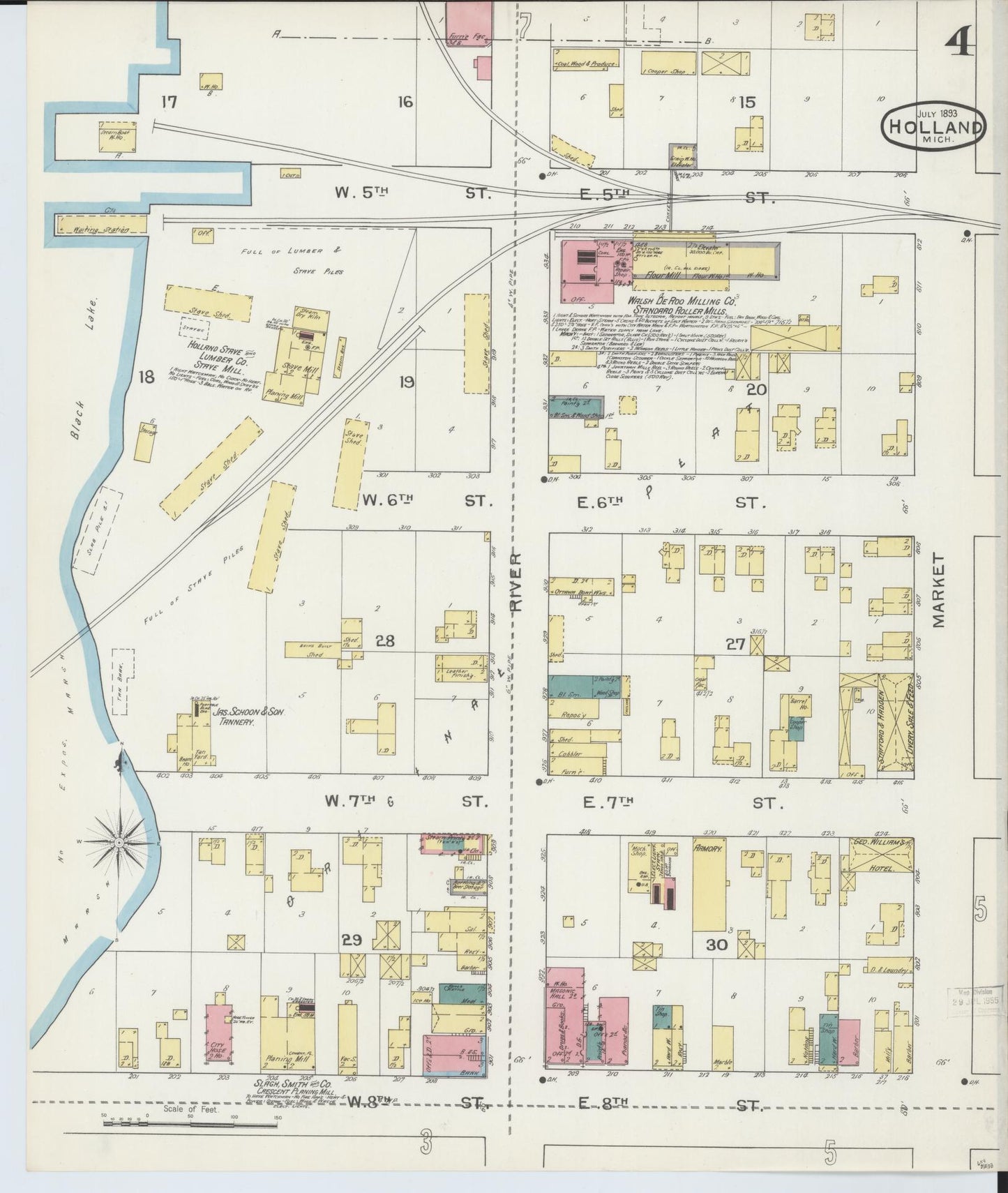 Sanborn Fire Insurance Map from Holland, Ottawa County, Michigan (1893), Sheet #0004 - Complete Map Set gallery image, historic Sanborn map, vintage wall art, Michigan Michigan