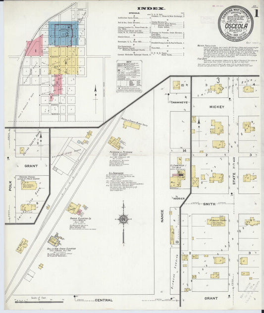 Sanborn Fire Insurance Map from Osceola, Polk County, Nebraska (1910), Sheet #0001 - Complete Map Set gallery image, historic Sanborn map, vintage wall art, Nebraska Nebraska
