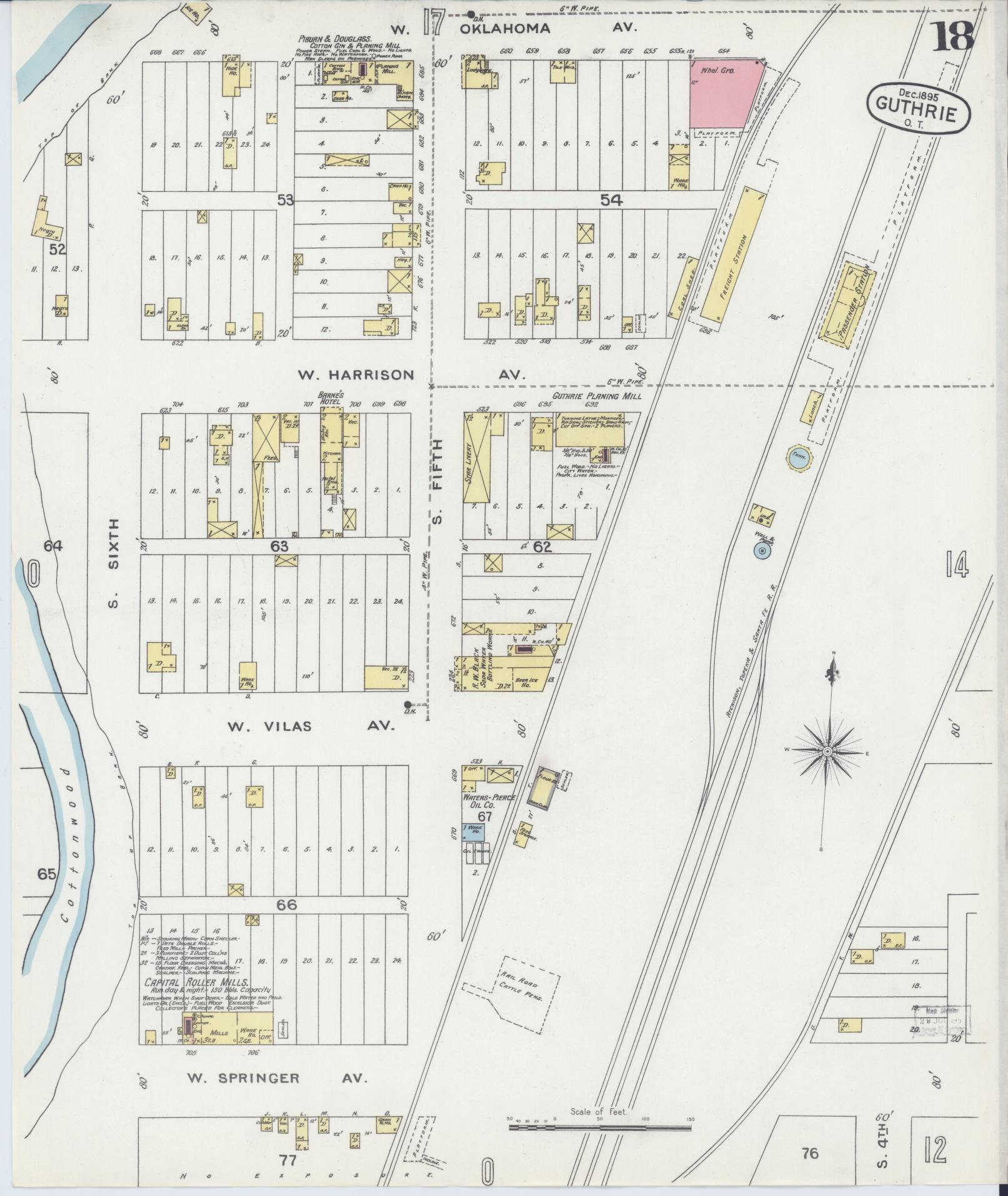 Sanborn Fire Insurance Map from Guthrie, Logan County, Oklahoma (1895), Sheet #0018 - Complete Map Set gallery image, historic Sanborn map, vintage wall art, Oklahoma Oklahoma