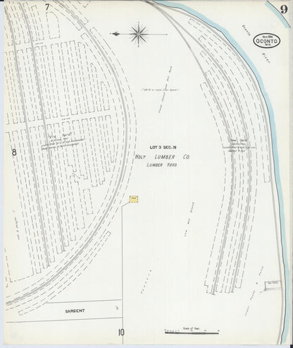 Sanborn Fire Insurance Map from Oconto, Oconto County, Wisconsin (1904), Sheet #0009 - Complete Map Set gallery image, historic Sanborn map, vintage wall art, Wisconsin Wisconsin