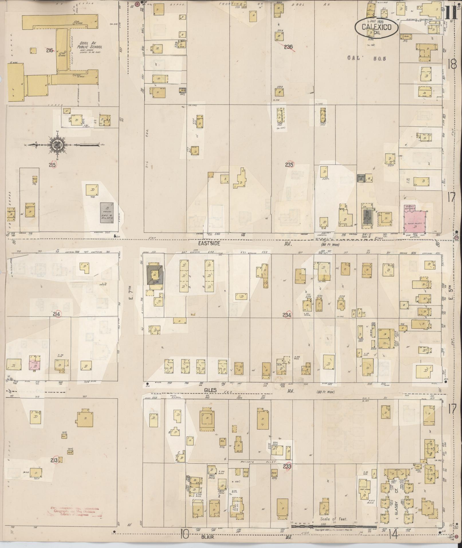Sanborn Fire Insurance Map from Calexico, Imperial County, California (1949), Sheet #0011 - Historic Sanborn Fire Insurance Map Print, vintage old map wall art, antique decor, genealogy gift, California California map