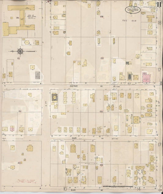 Sanborn Fire Insurance Map from Calexico, Imperial County, California (1949), Sheet #0011 - Historic Sanborn Fire Insurance Map Print, vintage old map wall art, antique decor, genealogy gift, California California map