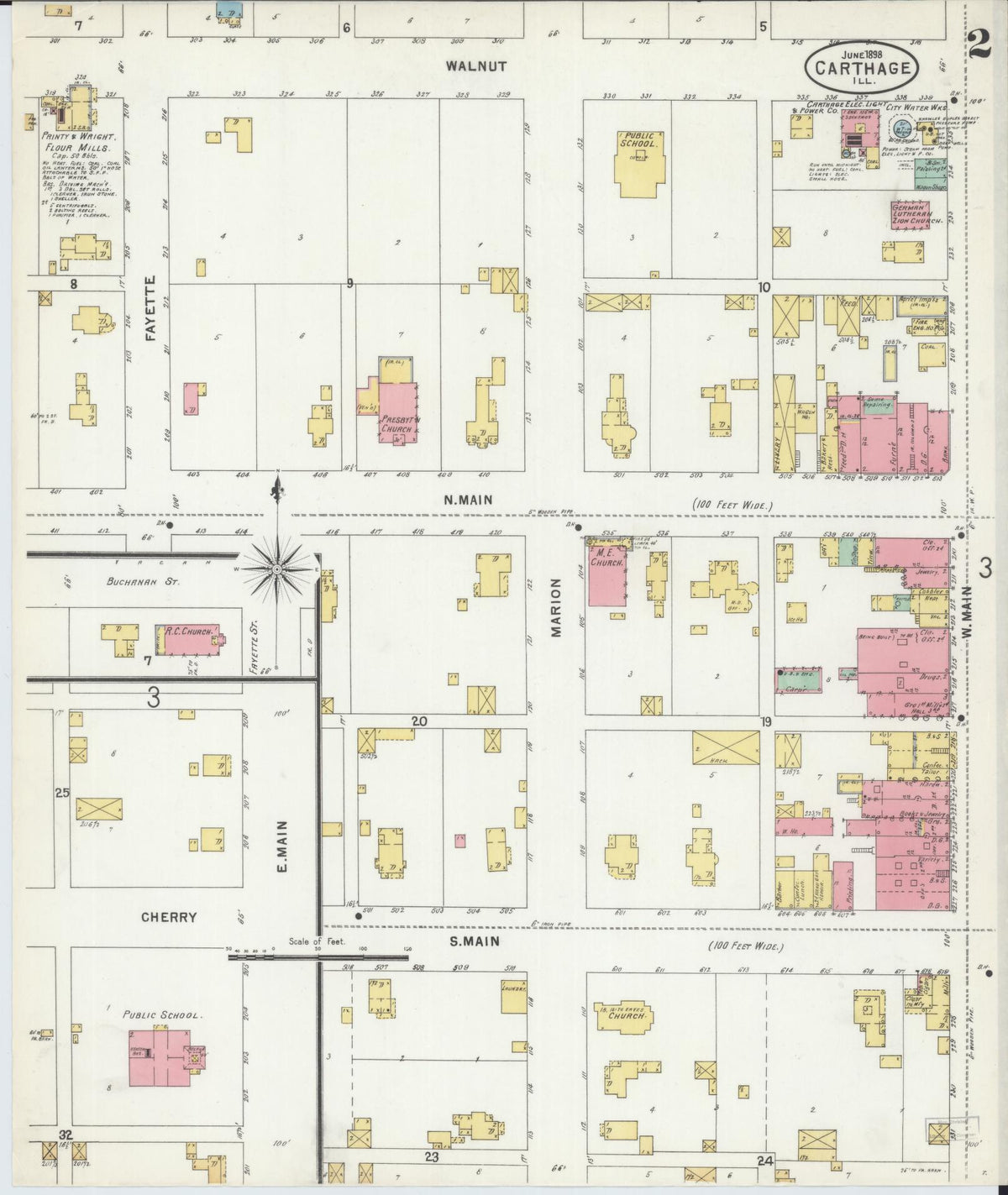 Sanborn Fire Insurance Map from Carthage, Hancock County, Illinois (1898), Sheet #0002 - Historic Sanborn Fire Insurance Map Print, vintage old map wall art, antique decor, genealogy gift, Illinois Illinois map