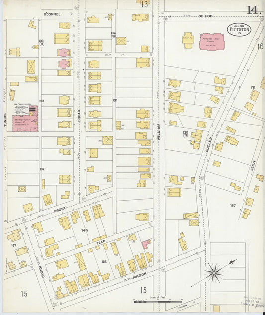 Sanborn Fire Insurance Map from Pittston, Luzerne County, Pennsylvania (1903), Sheet #0014 - Historic Sanborn Fire Insurance Map Print, vintage old map wall art, antique decor, genealogy gift, Pennsylvania Pennsylvania map