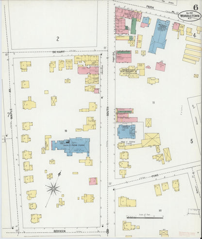 Sanborn Fire Insurance Map from Morristown, Morris County, New Jersey (1901), Sheet #0006 - Historic Sanborn Fire Insurance Map Print, vintage old map wall art, antique decor, genealogy gift, New Jersey New Jersey map