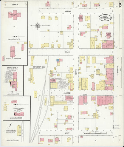 Sanborn Fire Insurance Map from Perryville, Perry County, Missouri (1911), Sheet #0002 - Historic Sanborn Fire Insurance Map Print, vintage old map wall art, antique decor, genealogy gift, Missouri Missouri map