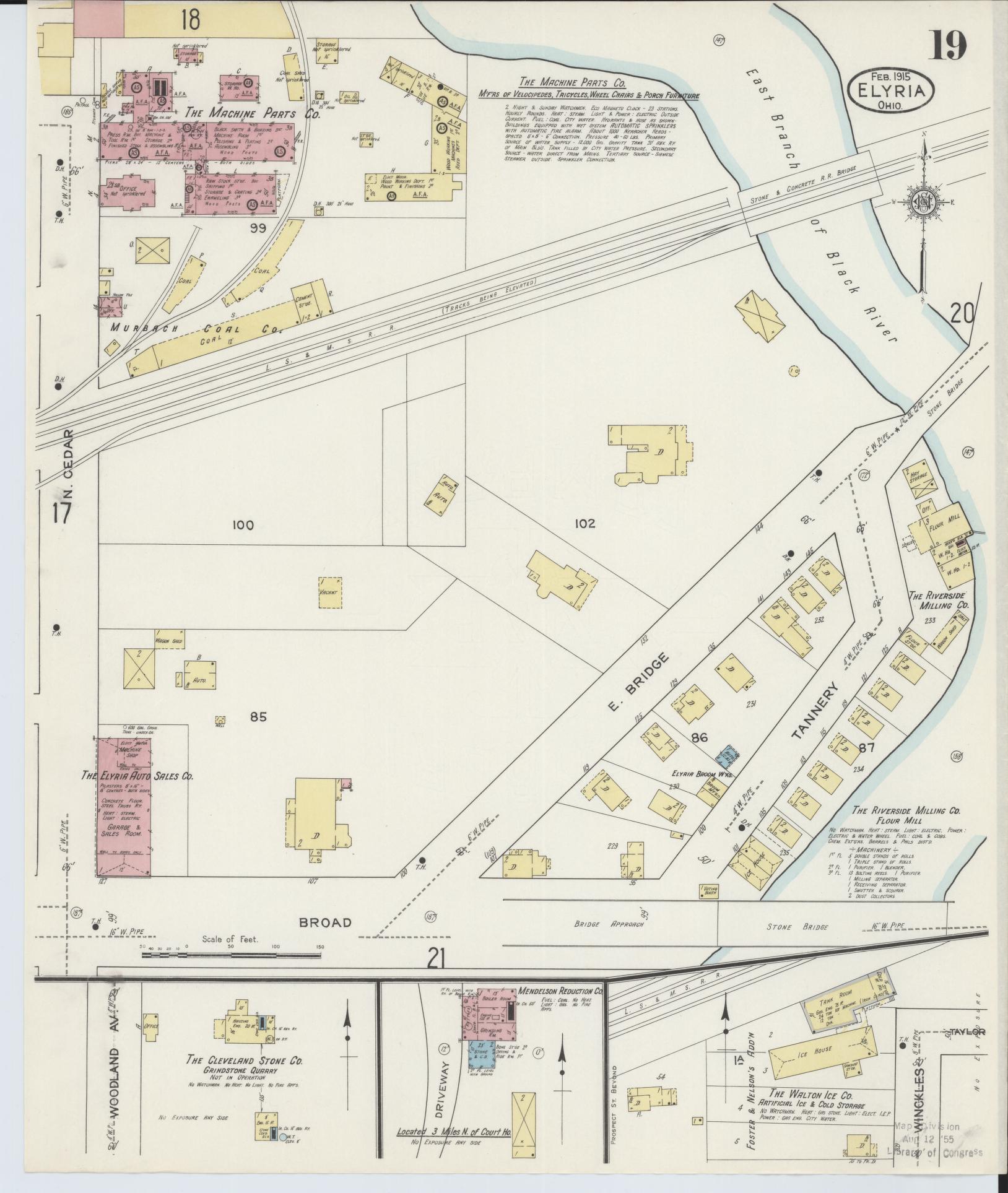 Sanborn Fire Insurance Map from Elyria, Lorain County, Ohio (1915), Sheet #0019 - Historic Sanborn Fire Insurance Map Print, vintage old map wall art, antique decor, genealogy gift, Ohio Ohio map